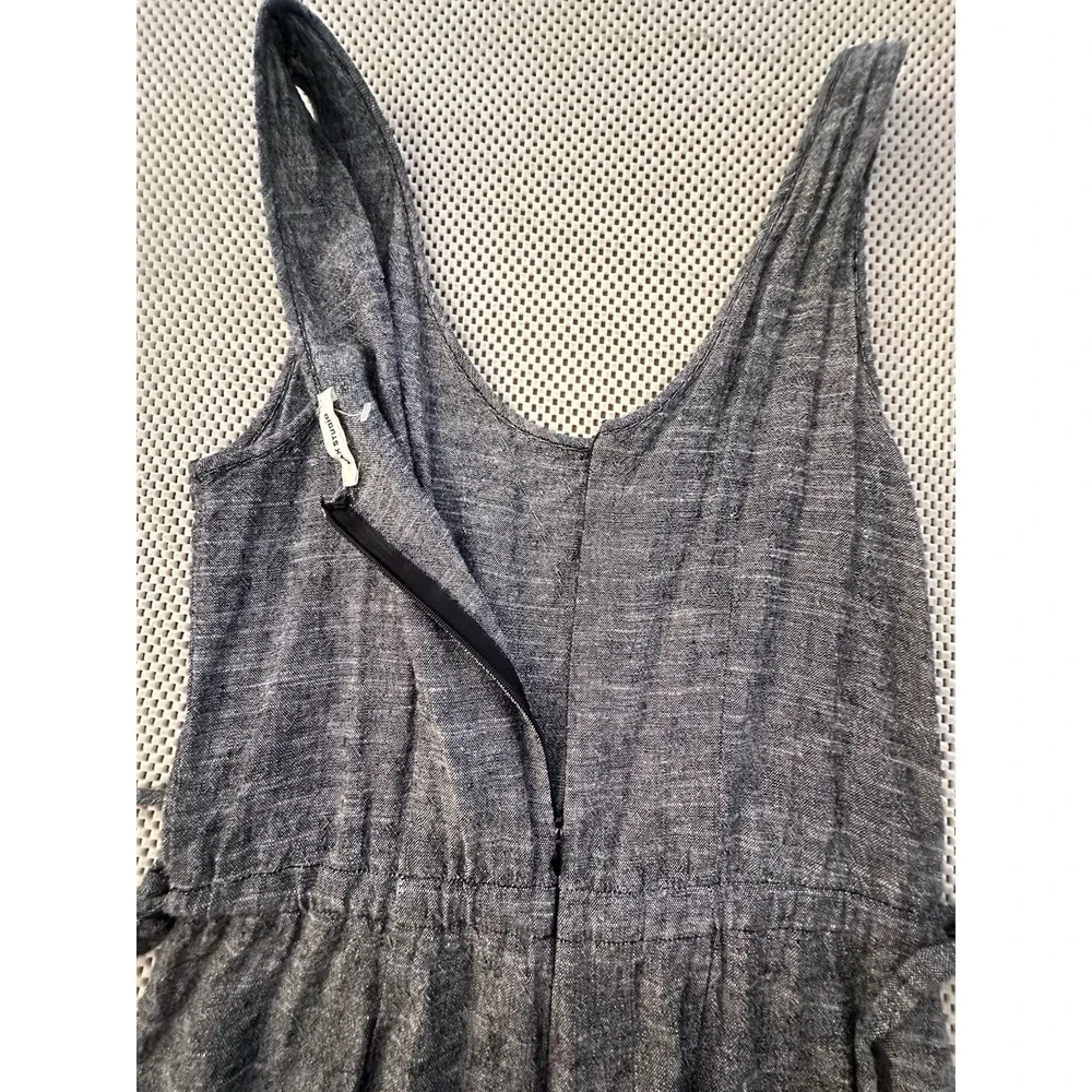 Max Studio Linen Jumpsuit Sz S Sleeveless Wide Leg Crop Heather Gray Casual Boho